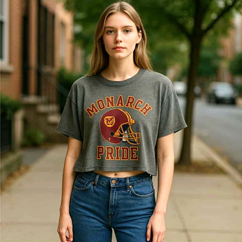 RUSSELL MONARCH PRIDE FOOTBALL CROP TOP~ WOMEN'S XL - Picture 12 of 13